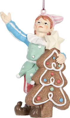 Image de Clayre & Eef Pendentif de Noël Nain 11 cm Vert Plastique