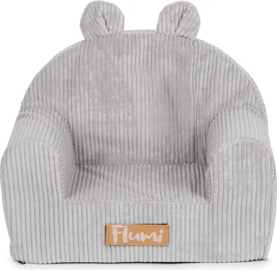Produktbild von Flumi Kindersessel – Kordsamt Babysessel - Kindersitz fur Kinderzimmer Spielzimmer – Sessel - 56x42 cm - grau