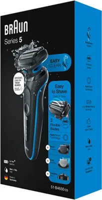 The image shows the packaging of a Braun Series 5 electric shaver.
