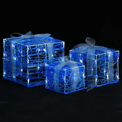 Image de Boîtes-cadeaux de Noël décoratives 3 pcs Acrylique Blanc froid