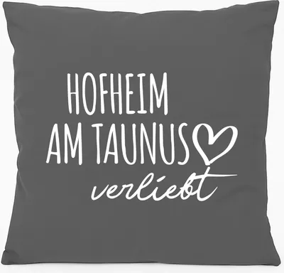 Produktbild von Huuraa Kissen Hofheim am Taunus verliebt 40x40cm mit Füllung Steel Grey Baumwolle Dekokissen Geschenkidee