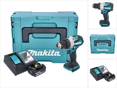 Zdjęcie produktu dla Makita DHP 489 RT1J akumulatorowa wiertarko-wkrętarka udarowa 18 V 73 Nm bezszczotkowa + 1x akumulator 5,0 Ah + ładowarka + Makpac