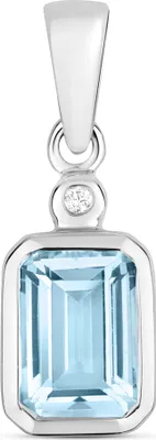 Image de Pendentif Femme Or Blanc 375/1000 et Diamant Brillant H - PK avec Aquamarine; TRS37314