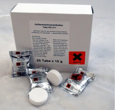 Produktbild von 100 Kaffeemaschinen Entkalkungs-Tabs, Entkalker Tabletten à 15g, für Kaffeemaschinen, Kalkentfernung, effektive Reinigung, 15 Gramm je Tablette,