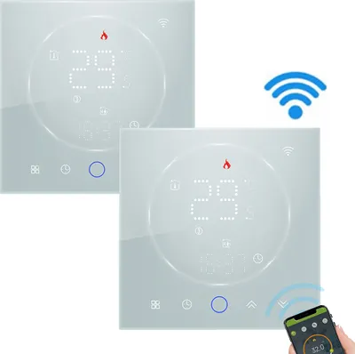 Zdjęcie produktu dla 2X termostat WiFi Tuya, cyfrowy termostat pokojowy LCD, termostat ścienny z ogrzewaniem wodnym 3A, podtynkowy termometr do ogrzewania podłogowego kompatybilny z termostatami pokojowymi Tmall Genie, Amazon Echo, Google Home