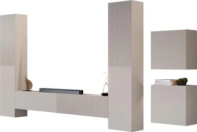 Produktbild von MIRJAN24 Wohnwand Capital V, Große Anbauwand, Wohnzimmer-Set (Farbe: Cashmere)