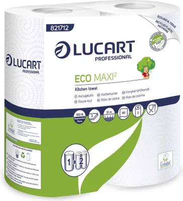 Image de Essuie-tout Eco Maxi2 Blanc 2 Rouleaux - Lucart