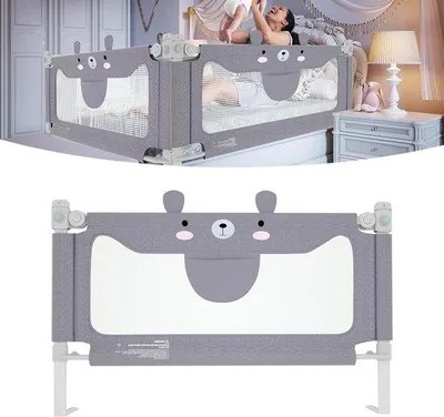 Produktbild von Famanu Bettgitter 150 cm Sicherheitsgitter - höhenverstellbar - mit Aufbewahrungstasche - grau