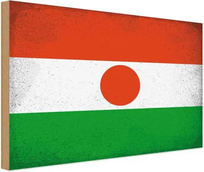 Produktbild von vianmo Holzschild 30x40 cm Niger Flagge Fahne Wappen