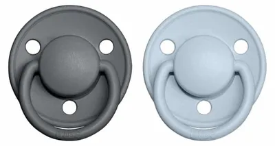 Obrázok produktu pre BIBS DE LUX cumlík - 2x cumlík cherry prírodný kaučuk, 0-6m "IRON/ BABY BLUE" (modrá/ tmavo modrá) Nr. 180212