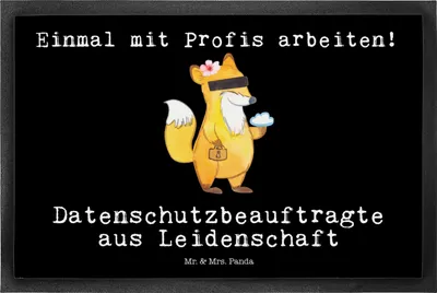 Produktbild von Mr. & Mrs. Panda Türvorleger Datenschutzbeauftragte Leidenschaft 50 x 75 cm - Schwarz - Geschenk, Lustig, Schmutzfangmatte, fußmatte, Witzig, Gummimatte, Beruf, Spruch