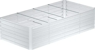 Obrázok produktu pre JOIEYOU 240x120x58cm kovový kvetináč na vyvýšené záhony, 1730L pozinkovaný oceľový záhradný záhon, obdĺžnikový záhon na stavbu, vonkajší kvetináč na zeleninu kvety ovocie bylinky (strieborný)