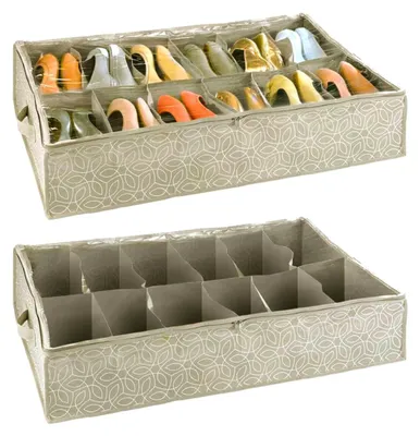 Schoenenrek mit 12 Fächern, Polypropylen, 74x15x60 cm, taupe