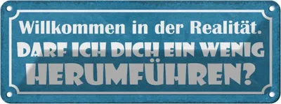 Produktbild von vianmo Blechschild 10x27 cm Wilkommen in der Realität darf Dekoration Spruch Zitat