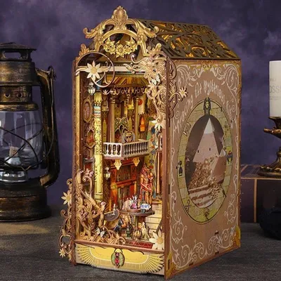 Zdjęcie produktu dla Miniaturowy domek Book Nook - Starożytny Egipt - Puzzle 3D - 200 elementów - Drewniany domek miniaturowy - z LED
