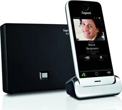 Produktbild von Gigaset Gigaset SL910 Strahlungsarmes Schnurlostelefon, Farbdisplay, Rufnummernanzeige, 14h Sprechzeit, 8 Tage Standby, Freisprechfunktion, Babyfon-Funktion, Bluetooth, Ethernet, USB-Anschluss, DECT