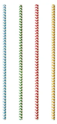 Image de 25 pailles Papstar, papier Ø 6 mm, 20 cm couleurs assorties Zig-Zag 88026 Paille en papier Paille en papier