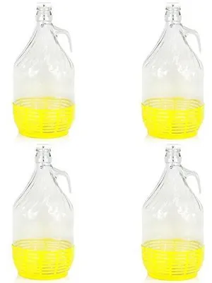 Image de Lot de 4 bouteilles en verre avec bouchon hermétique, idéal pour le vin