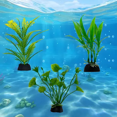 Productafbeelding van Set van 3 kunstmatige aquariumplanten voor vissentankdecoratie