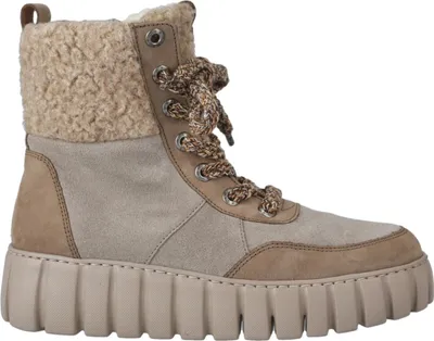 A single beige boot is shown against a white background.