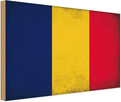 Produktbild von vianmo Holzschild 20x30 cm des Tschad Chad Vintage Flagge Fahne Wappen