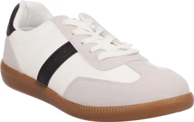 A studio shot of a single sneaker against a white background.