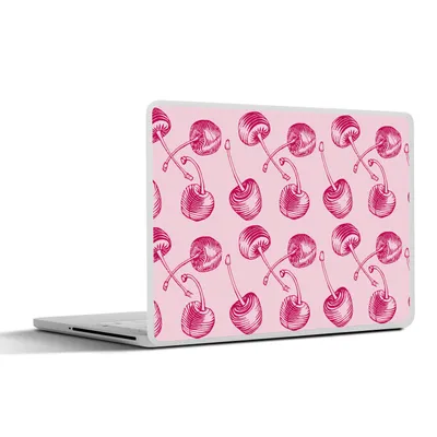 Produktbild von MuchoWow® Laptop Aufkleber Sticker Cover Vintage - Kirschen - Muster - Rosa 31x22.5 cm - Laptop-Deko