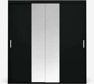 Produktbild von VIKK - Kleiderschrank Schiebeschrank, Schrank Rygge - Wohnzimmer, Flur, Schlafzimmer - Garderobenschrank mit Spiegel - Schiebetürsystem, robuste Konstruktion