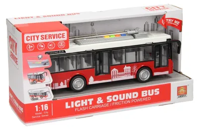 Zdjęcie produktu dla Zabawkowy autobus miejski czerwony ze światłem i dźwiękiem - autobus dla dzieci