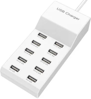 Obrázek produktu pro USB nabíjecí stanice s 10 porty, rodinná verze, USB porty pro více zařízení (smartphony, tablety, notebooky)