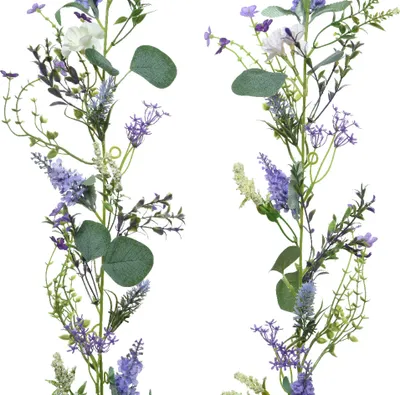 Produktbild von Romantische Lavendel Blumengirlande Deko Lila Rosa Weiß 194cm 2St