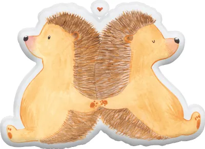 Produktbild von Mr. & Mrs. Panda Zierkissen Igel händchenhaltend 70 cm - Weiß - Geschenk, kuschelfigur, Plüschkissen, Kuscheltier, Verlobung, Dekokissen, Jahrestag, Plüschtier, Love