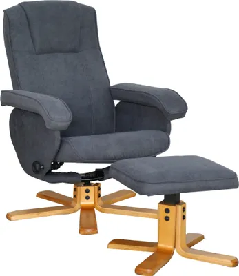Produktbild von SVITA Charles Relaxsessel Hocker TV Sessel TV-Sessel Holzfuß Drehsessel Fernsehsessel Polyester Dunkelgrau