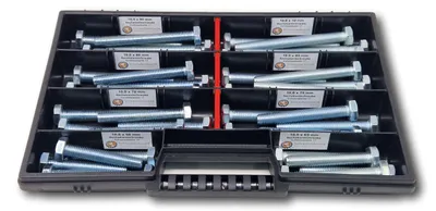 Produktbild von Sechskantschrauben Sortiment M10 // 60mm-100mm 40 tlg Schraubenbox DIN 933/ISO4017 Vollgewindeschrauben Maschinenschrauben Gewindeschrauben Sechskantschrauben