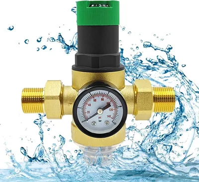 Produktbild von 3/4 Zoll Wasserdruckminderer mit Druckmesser & Filter, verstellbares Überdruckventil zur Kontrolle & Regulierung des Wasserdrucks