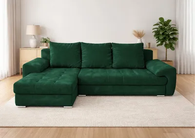 Produktbild von Ecksofa mit Schlaffunktion, ausziehbares Ecksofa VELUTO, Eckcouch mit Wellenfeder