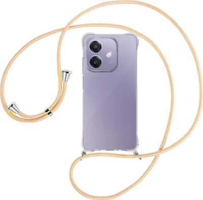 Produktbild von Handykette Backcover-Schutzhülle mit Band (Metall silberfarben) für OPPO A3X 5G - Goldkordel