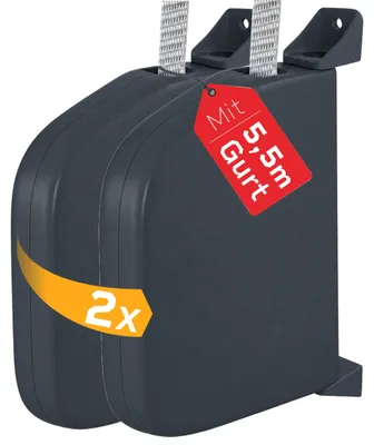 Imagen del producto de 2 enrolladores para persianas enrollables, sistema de montaje de 14 mm, con cinta para persiana de 5,5 metros - color gris
