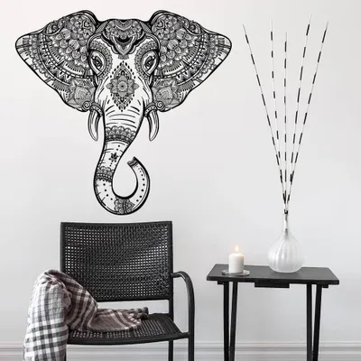 geometrischer Elefantenkopf im Mandala-Stil – Decords Wandtattoo, Produktansicht 1