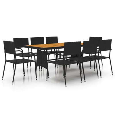 Immagine prodotto di vidaXL set da pranzo da giardino 9 pezzi in polirattan nero