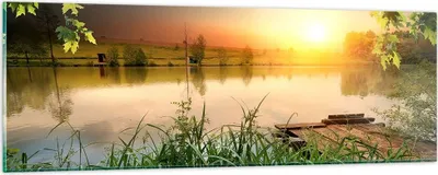 Produktbild von Bilder auf glas - Brücke See - 90x30cm - Glasbilder - Wandbilder - Bilder - Kunstdruck - zum Aufhängen bereit - Wanddekoration aus Glas - Glas Bilder - Wandbild auf Glas - Einteilig - GAB90x30-3914