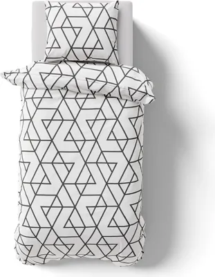 Produktbild von Bettwäsche 155x220 cm Premium Mikrofaser Bettbezug Garnitur Set Weiß Grau Gestreift Geometrie 2 teilig