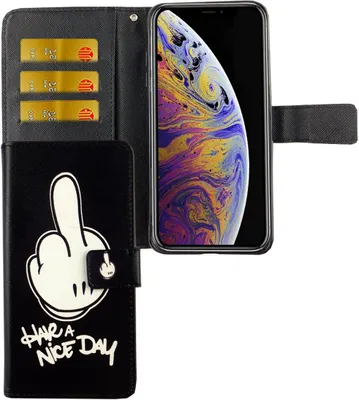 Produktbild von Apple iPhone XS Max Tasche Handy Hülle Schutz-Cover Flip-Case mit Kartenfach  Have a nice day