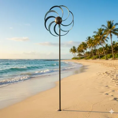 Immagine prodotto di Mulino a vento con rotore blu di circa 130 cm - Decorazione da giardino