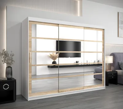 Produktbild von MINIO Kleiderschränk 250 cm ROMA 2 Weiß / Sonoma Eiche