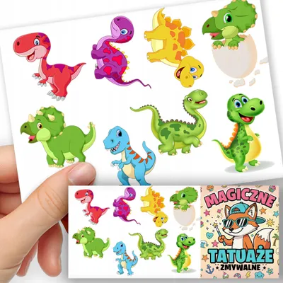 Image de TATOUAGES EPHEMERES POUR ENFANTS - Dinosaures DINO - 8 pcs