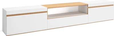 Produktbild von TV-Schrank, Lowboard, 260x35x45cm, Fernsehtisch, Weiß und Eiche Soft