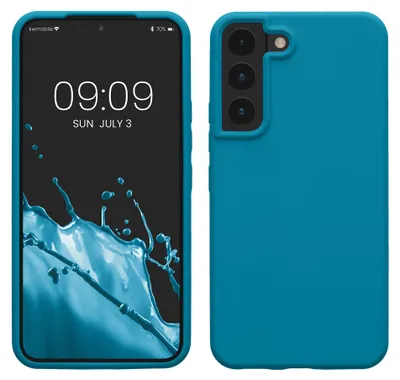 Produktbild von kwmobile Handyhülle für Samsung Galaxy S22 Hülle - Case Silikon - Kabelloses Laden - Schutzhülle Cover in Karibikblau