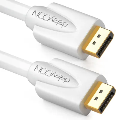 Produktbild von deleyCON 2m DisplayPort Kabel - 4K 2160p 3D HDCP - DP (20 Pin) Stecker auf DP (20 Pin) Stecker - PC Notebook Monitor Grafikkarte - Weiß