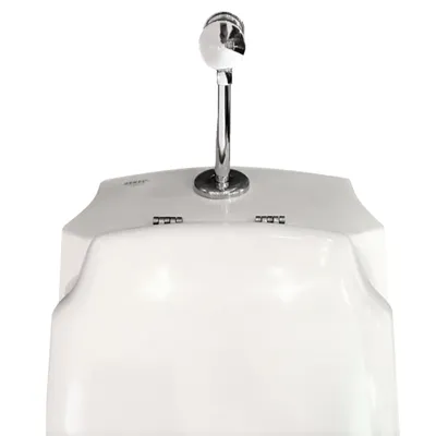 Produktbild von BB Urinal Zulauf von oben mit Deckel, Druckspüler, Ablaufsiphon & Hygiene Glasur, weiß